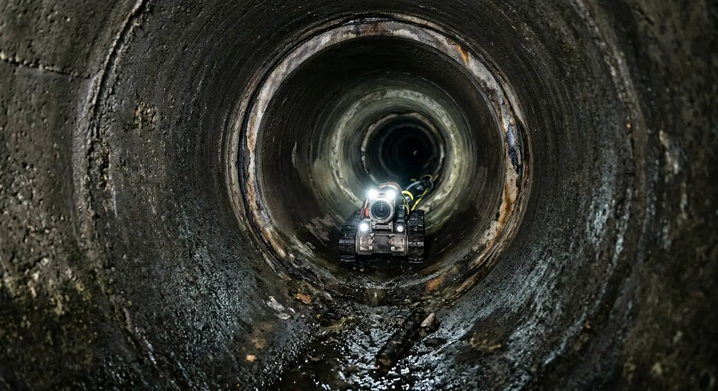 Robotic sewer camera inspecting pipe interior for Drain Snake Service in Gulfport